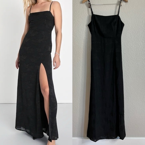 NWOT Lovely Affair Black Floral Burnout Sleeveless Maxi Dress - Picture 1 of 7